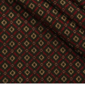Scalamandré Art Square Grois Point Upholstery Fabric in Green/Red, Sold BTY